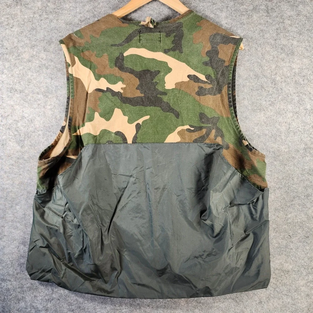 VTG Duck Bay Men XL Camo Hunting‎ Vest Woodland Camouflage Shell Loop Game Bag